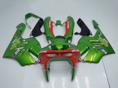 1994-1997 Kawasaki ZX9R Motorcycle Fairings - Green Red Elf Dunlop