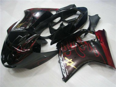 1996-2007 Honda CBR1100XX Blackbird Abs Motorcycle Fairings - Glossy Black Red Flame