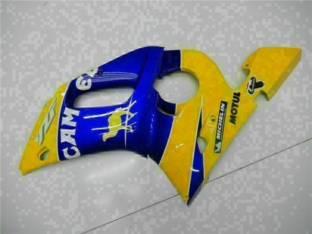 1998-2002 Yamaha YZF R6 Motorcycle Fairings - Yellow Blue White Camel Motul