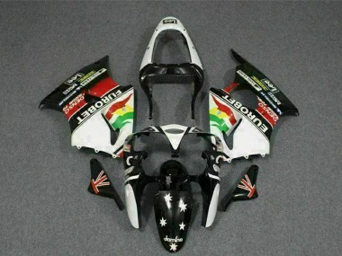 2000-2002 Kawasaki ZX6R Motorcycle Fairings - White Red Yellow Green Glossy Black Star EuroBet