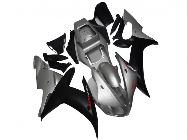 2002-2003 Yamaha YZF R1 Motorcycle Fairings - Silver Matte Black
