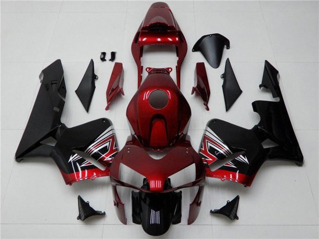 2003-2004 Honda CBR600RR Motorcycle Fairing - Red Silver Glossy Black