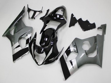 2003-2004 Suzuki GSXR 1000 Motorcycle Fairings - Glossy Black Silver Grey