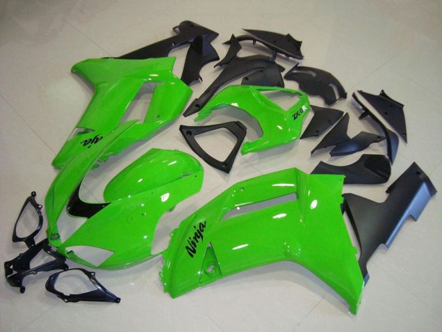 2007-2008 Kawasaki ZX6R Motorcycle Fairings - Green Matte Black