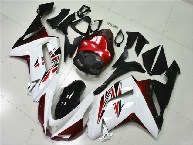 2007-2008 Kawasaki ZX6R Motorcycle Fairings - White Black Red