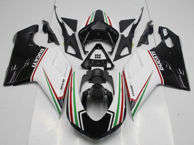 2007-2014 Ducati 848 Motorcycle Fairing Kits - White Red Green Glossy Black