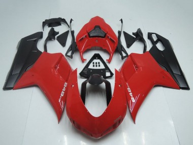 2007-2014 Ducati 848 Motorcycle Fairings - Red Matte Black OEM Style