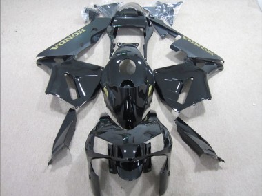 2003-2004 Honda CBR600RR Motorcycle Fairings - Glossy Black Matte Black Gold Decal