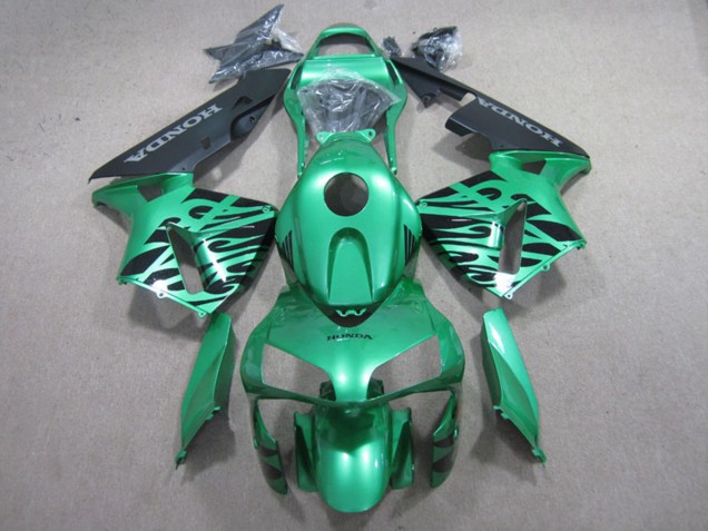 2003-2004 Honda CBR600RR Motorcycle Fairings - Green Black Flame