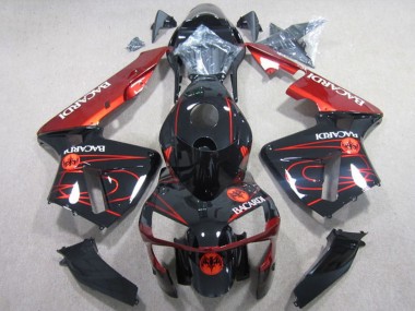 2003-2004 Honda CBR600RR Motorcycle Fairings - Glossy Black Red RACARDI
