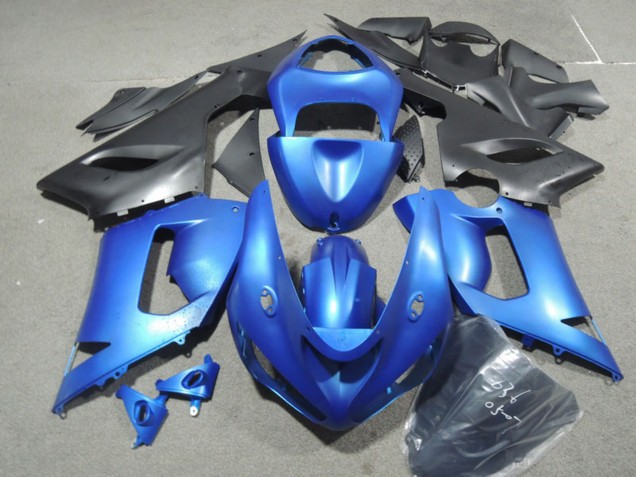 2005-2006 Kawasaki ZX6R Motorcycle Fairing Kits - Blue Matte Black