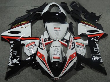 2005-2006 Kawasaki ZX6R Motorcycle Fairings - White Black Red Rizoma Playboy