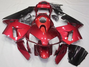 2003-2004 Honda CBR600RR Motorcycle Fairing Kits - Red Glossy Black