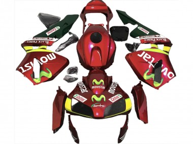 2003-2004 Honda CBR600RR Motorcycle Fairings - Red Yellow Green MoviStar