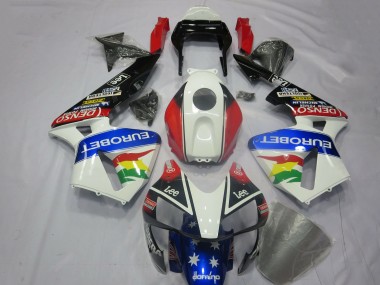 2003-2004 Honda CBR600RR Motorcycle Fairing Kits - White Red Blue Glossy Black EuroBet
