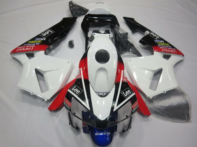 2003-2004 Honda CBR600RR Motorcycle Fairings - White Red Blue Glossy Black Lee