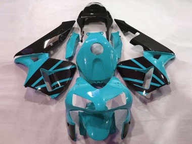 2003-2004 Honda CBR600RR Motorcycle Fairings - Light Blue Glossy Black OEM Style