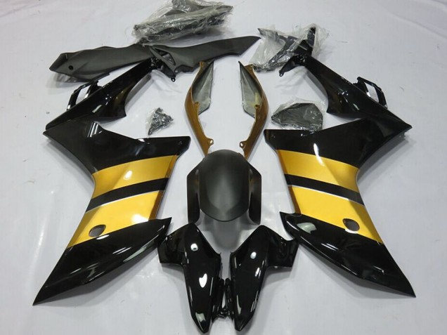 2011-2013 Honda CBR600F Motorcycle Fairings - Gold Glossy Black CBR Design
