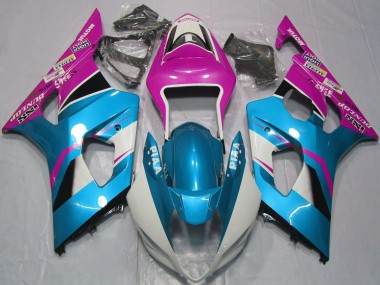 2003-2004 Suzuki GSXR 1000 Motorcycle Fairings - Light Blue White Pink