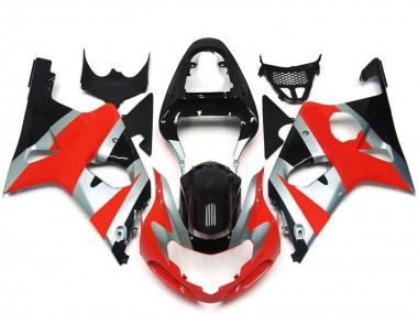 2000-2002 Suzuki GSXR 1000 Motorcycle Fairings - Silver Red Glossy Black OEM Style