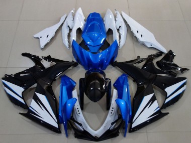 2009-2016 Suzuki GSXR 1000 Motorcycle Fairing - White Blue Black