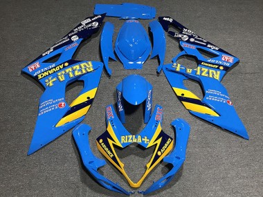 2005-2006 Suzuki GSXR 1000 Motorcycle Fairings - Blue Yellow Black Rizla