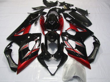 2005-2006 Suzuki GSXR 1000 Motorcycle Fairings - Glossy Black Red Flare