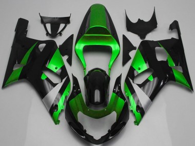 2001-2003 Suzuki GSXR 600 / GSXR 750 Motorcycle Fairing - Green Silver Glossy Black