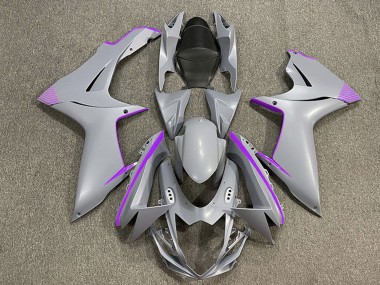 2011-2024 Suzuki GSXR 600 / GSXR 750 Motorcycle Fairings - Matte Nardo Grey Purple Accents