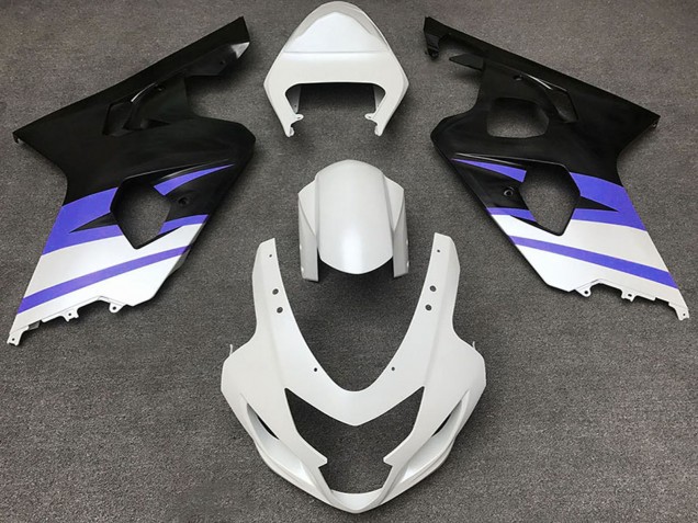 2004-2005 Suzuki GSXR 600 / GSXR 750 Motorcycle Fairings - White Blue Matte Black