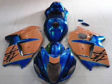 1996-2007 Suzuki GSXR 1300 Motorcycle Fairings - Glossy Blue and Desert Tan