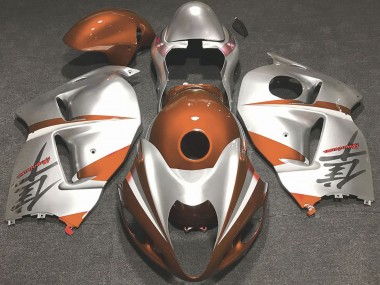 1996-2007 Suzuki GSXR 1300 Motorcycle Fairings - Glossy Orange and Silver
