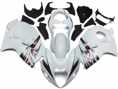 1996-2007 Suzuki GSXR 1300 Motorcycle Fairings - Glossy White and Silver Style