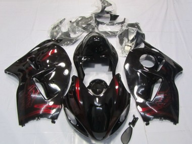 1996-2007 Suzuki GSXR 1300 Motorcycle Fairings - Red Glossy Black