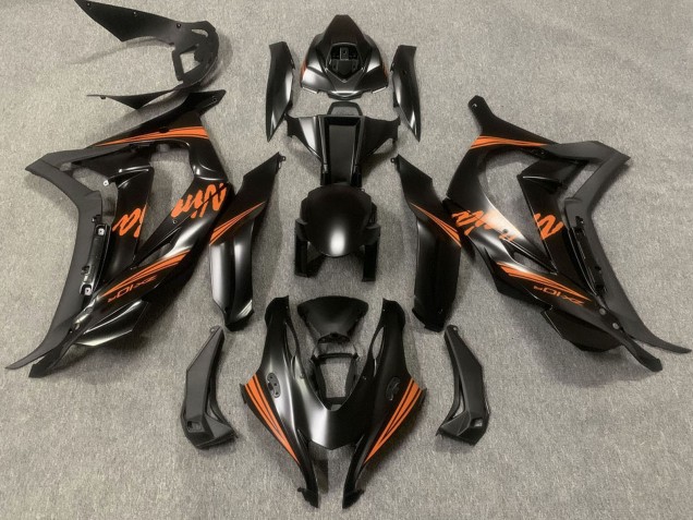 2016-2020 Kawasaki ZX10R Motorcycle Fairings - Matte Black Orange Ninja