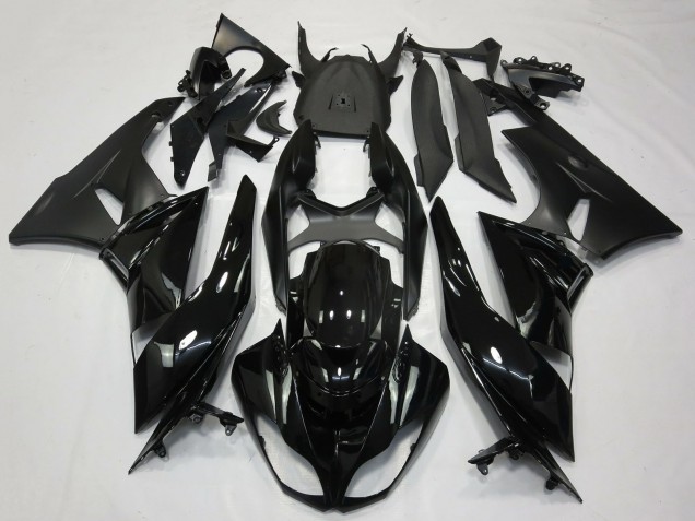 2009-2012 Kawasaki ZX6R Motorcycle Fairings - Glossy Black Matte Black