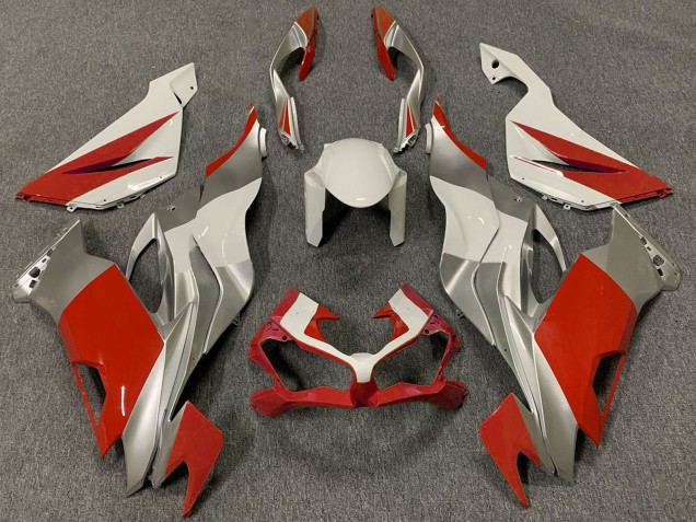 2019-2022 Kawasaki ZX6R Motorcycle Fairings - White Silver Red