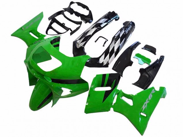 1998-2003 Kawasaki ZZR600 Motorcycle Fairings - Green Glossy Black