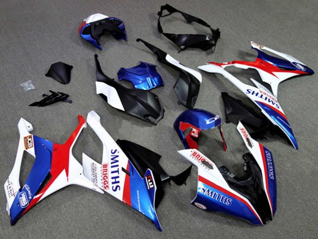 2019-2022 BMW S1000RR Motorcycle Fairings - White Blue Red Smiths
