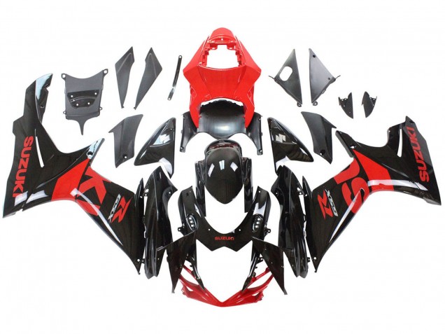 2011-2024 Suzuki GSXR 600 / GSXR 750 Motorcycle Fairing Kits - Red Glossy Black