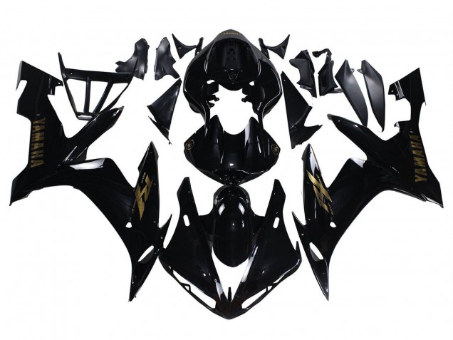 2004-2006 Yamaha YZF 1000 R1 Motorcycle Fairings - Glossy Black Gold Decals