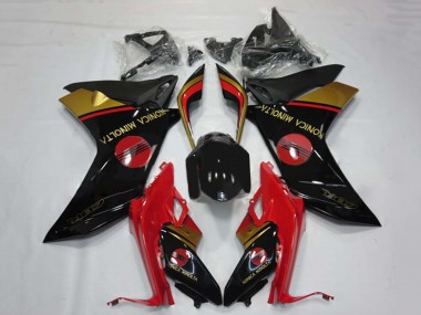 2011-2013 Honda CBR600F Motorcycle Fairings - Red Gold Glossy Black Konica Minolta