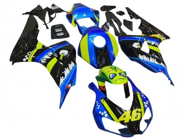 2006-2007 Honda CBR1000RR Motorcycle Fairings - Blue Fluorescent Green Glossy Black Shark 46
