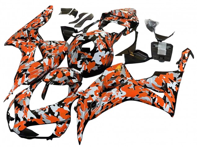 2006-2007 Honda CBR1000RR Motorcycle Fairings - Black Orange Silver Camouflage