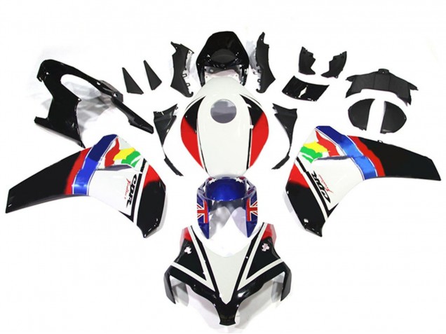 2008-2011 Honda CBR1000RR Motorcycle Fairings - White Red Blue Glossy Black Star