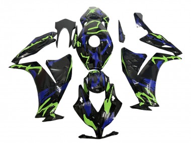2012-2016 Honda CBR1000RR Motorcycle Fairings - Green Blue Glossy Black