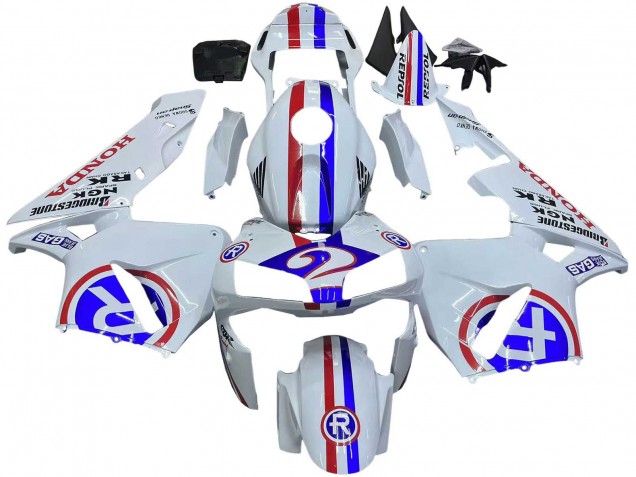 2003-2004 Honda CBR600RR Motorcycle Fairings - White Red Blue