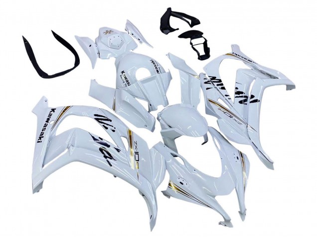 2016-2020 Kawasaki ZX10R Motorcycle Fairings - White Gold Black