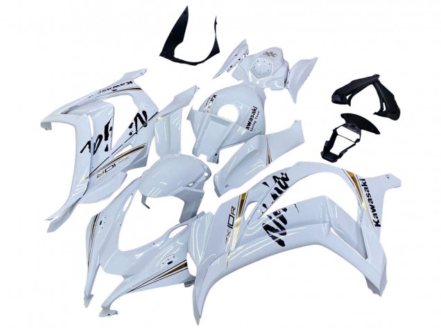 2016-2020 Kawasaki ZX10R Motorcycle Fairings - White Gold Black
