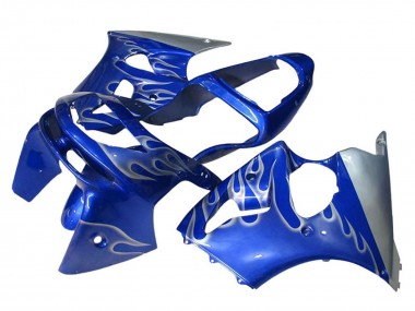 1998-1999 Kawasaki ZX6R Motorcycle Fairings - Blue Silver Flame